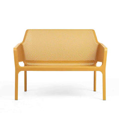 Modern, stackable Nardi Net Bench, an outdoor resin bench in various colours, perfect for garden or patio furniture