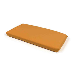 Rectangular mustard-coloured UV-stabilised 'Nardi Net' outdoor bench seat cushion displayed on a plain white background, viewed from a front angle.