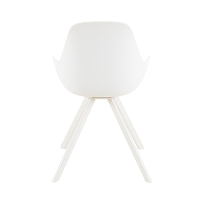 White Neverland outdoor chair with a curved backrest, set against a plain white background, viewed from the back.