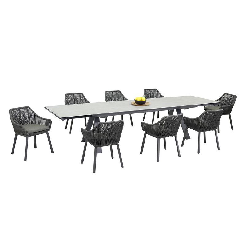 Neverland II Extension Table String Chair Outdoor Dining Setting