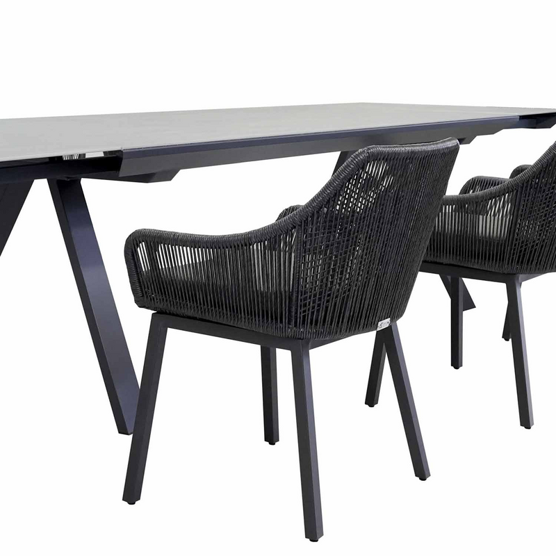 Neverland II Extension Table String Chair Outdoor Dining Setting