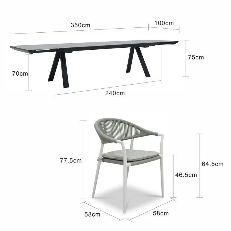 Neverland II Extension Table Windsor Chair Outdoor Dining Setting
