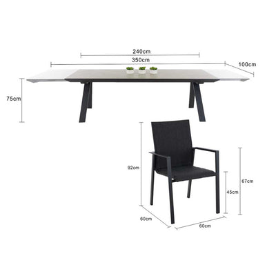 Neverland Extension Table Eden Chair Outdoor Dining Setting 11PC