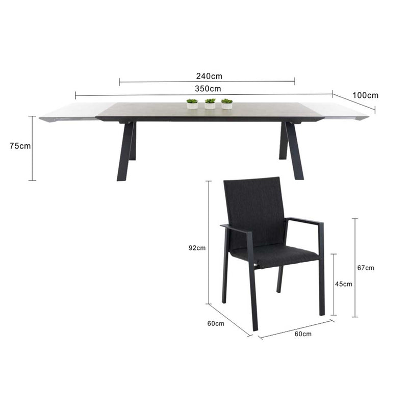 Neverland Extension Table Eden Chair Outdoor Dining Setting 11PC