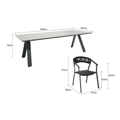 Neverland Table Auto Chair Outdoor Dining Setting 9PC