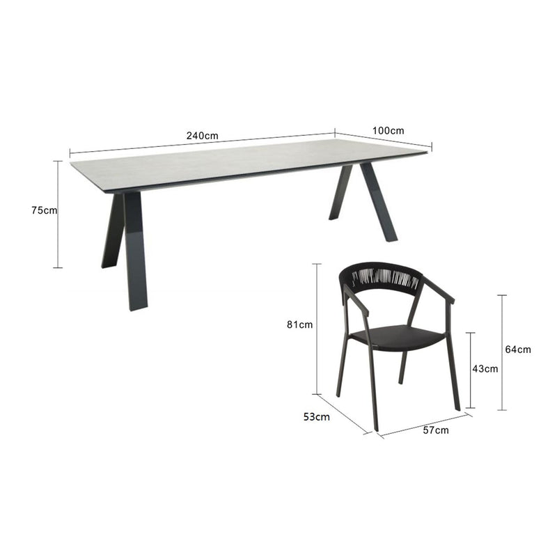 Neverland Table Auto Chair Outdoor Dining Setting 9PC