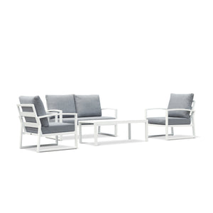 Nottingham outdoor furniture collection in charcoal or white, includes 4/5-seater sets with coffee table