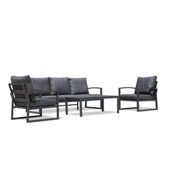 Nottingham outdoor furniture collection in charcoal or white, includes 4/5-seater sets with coffee table