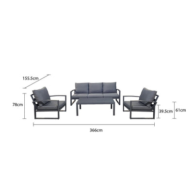 Nottingham outdoor furniture collection in charcoal or white, includes 4/5-seater sets with coffee table