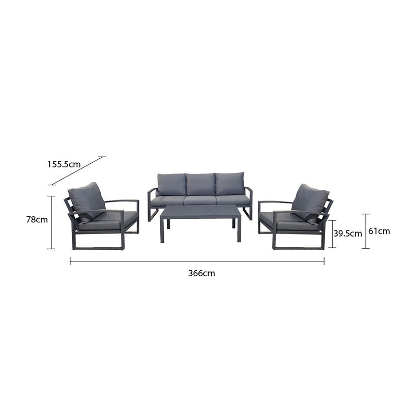 Nottingham outdoor furniture collection in charcoal or white, includes 4/5-seater sets with coffee table