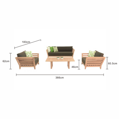 Ottawa II 5 Seater Outdoor Teak Lounge