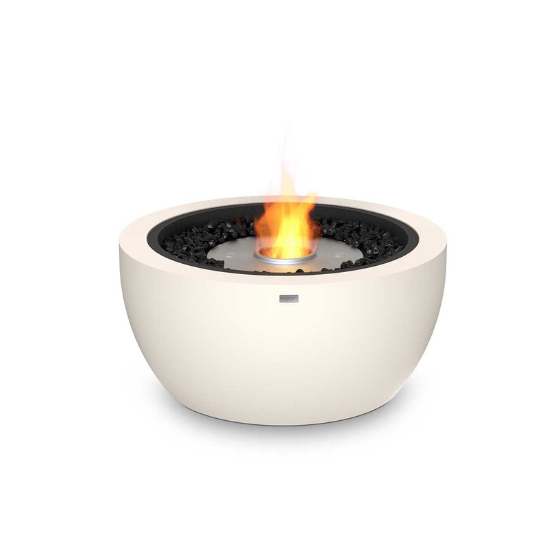 White EcoSmart Pod 30 outdoor firepit displayed on a plain white background, viewed from the front.