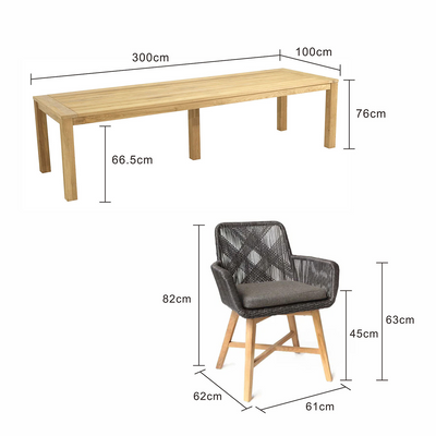 Polly 300 cm Table Armenia Chair Outdoor Dining Setting