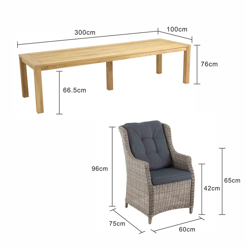 Polly 300 cm Table Darwin Chair Outdoor Dining Setting