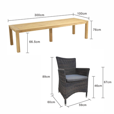 Polly 300 cm Table Liberty Chair Outdoor Dining Setting