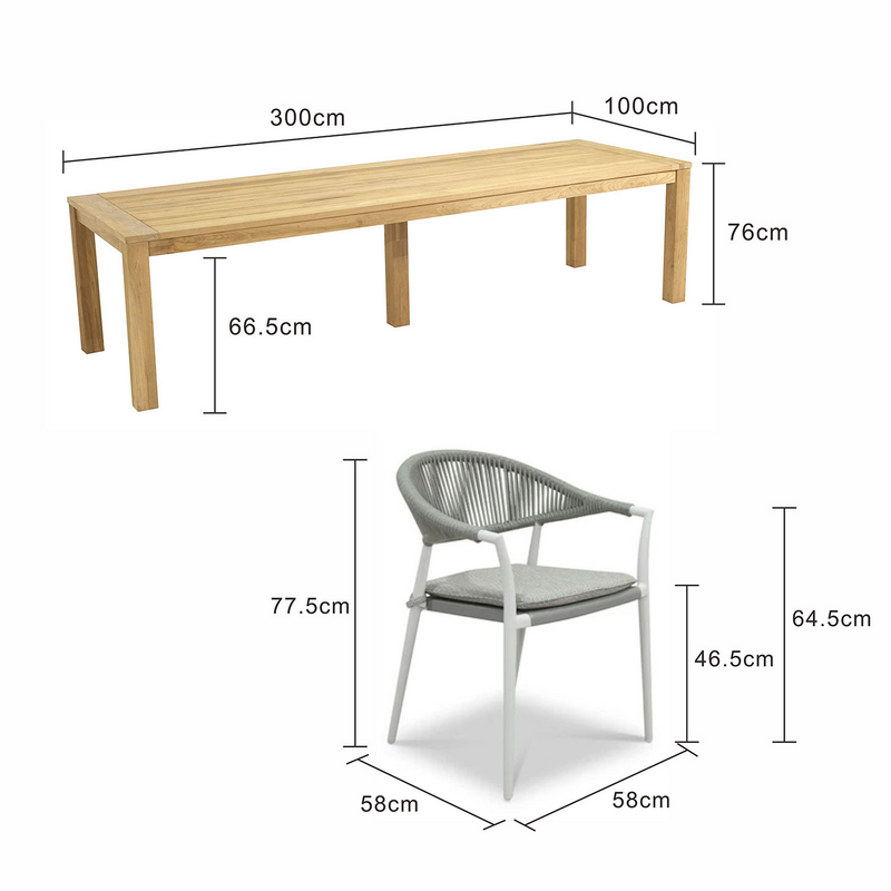Polly 300 cm Table Windsor Chair Outdoor Dining Setting