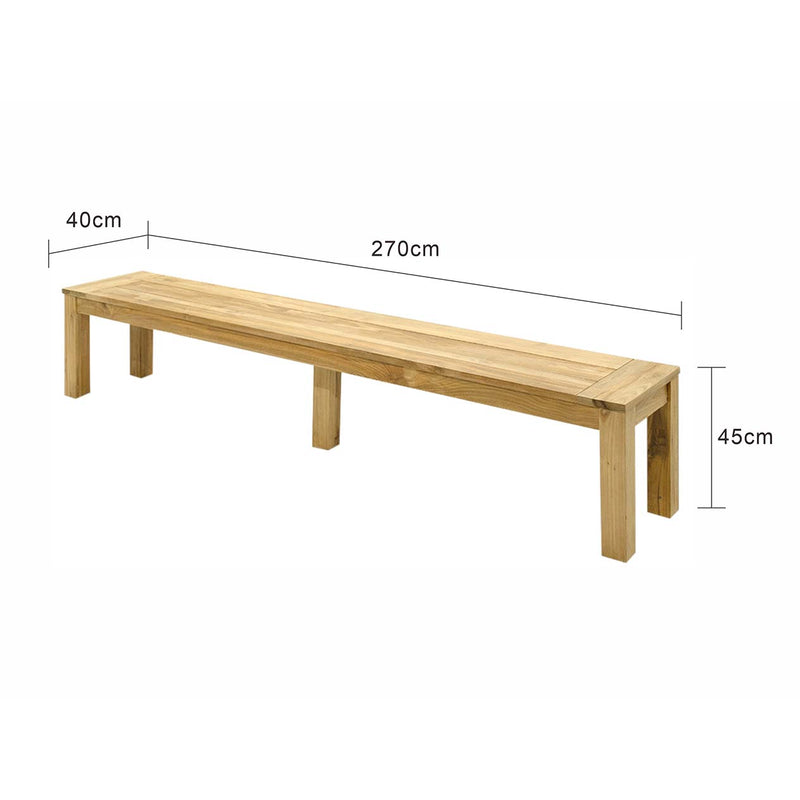 Polly Outdoor Recycled Teak Bench 270 cm