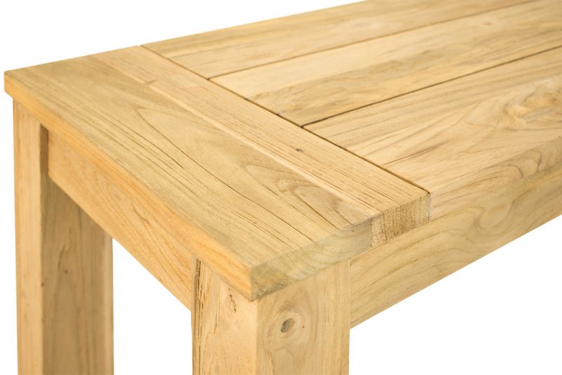 A close-up of the corner of the 270 cm long light-brown wooden &