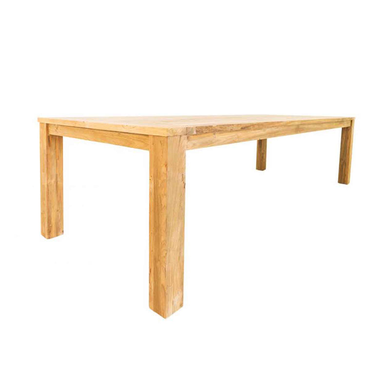 Outdoor furniture: A recycled teak dining table with natural frame set against a white background. Ideal for outdoor dining and balcony furniture.
