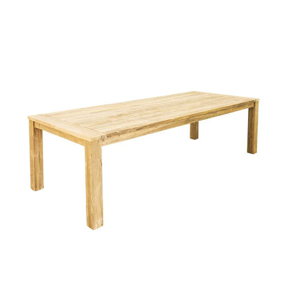 Outdoor furniture: A recycled teak dining table with natural frame set against a white background. Ideal for outdoor dining and balcony furniture.
