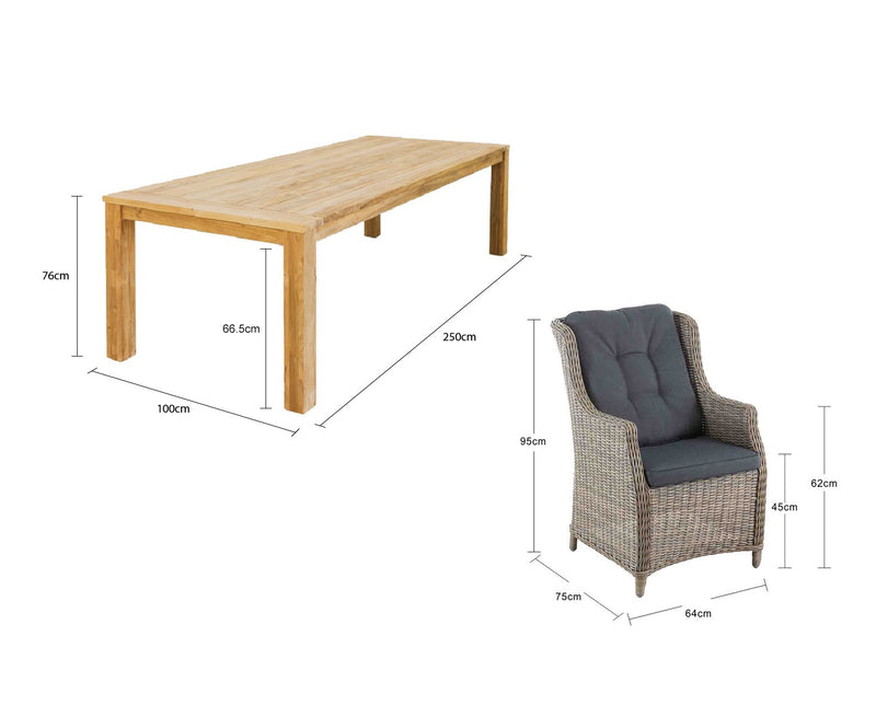 Polly Table Darwin Chair Outdoor Dining Setting 7PC