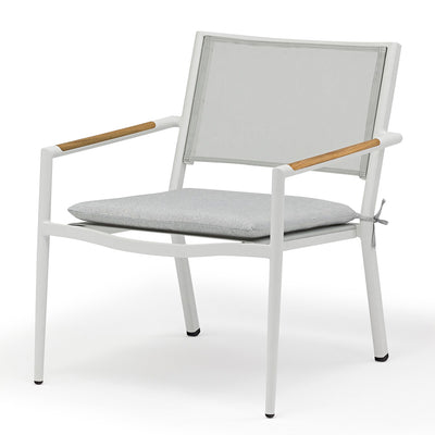 White aluminium 'Largo' outdoor leisure chair, perfect for balcony relaxing, displayed on a plain white background, viewed from a front angle.