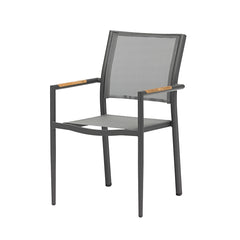 One of our dark grey 'Largo' aluminium patio chairs, displayed on a plain white background, viewed from a front angle.