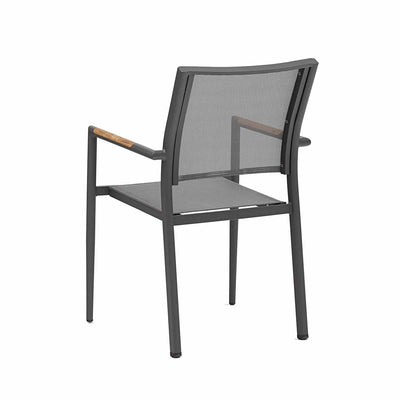 One of our dark grey 'Largo' aluminium patio chairs, displayed on a plain white background, viewed from a back angle.