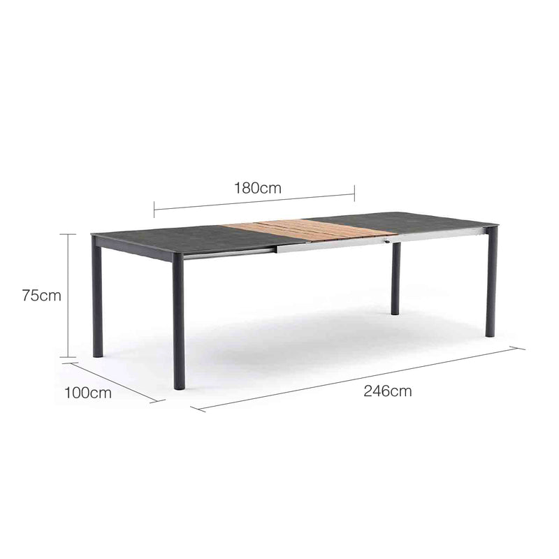 Largo Outdoor Aluminium Dining Table with Ceramic Glass & High-pressure Laminate Top 180 / 246 cm