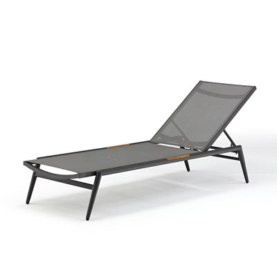 Dark grey aluminium 'Largo' sun lounger, perfect for balcony relaxing, displayed on a plain white background, viewed from a front angle.