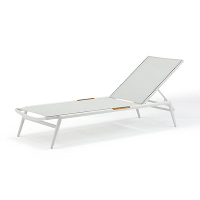 White aluminium 'Largo' sun lounger, perfect for balcony relaxing, displayed on a plain white background, viewed from a front angle.