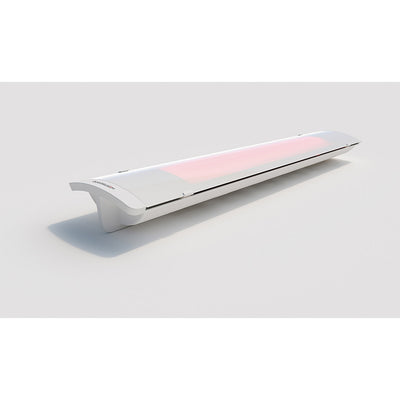 A white Heatscope Outdoor Pure+ heater laid out on a white background, designed to enhance outdoor living with sleek, efficient heat distribution.
