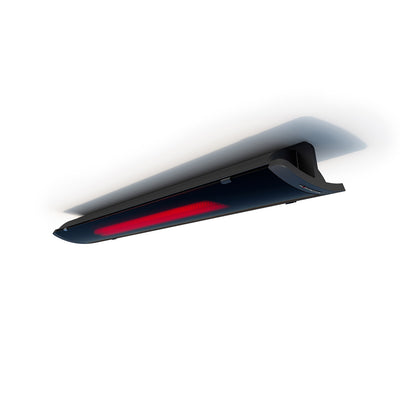 Black 3000W 'Heatscope Pure+' outdoor electric radiant heater, great for bringing warmth to outdoor living areas, displayed on a plain white background, viewed from a front angle.