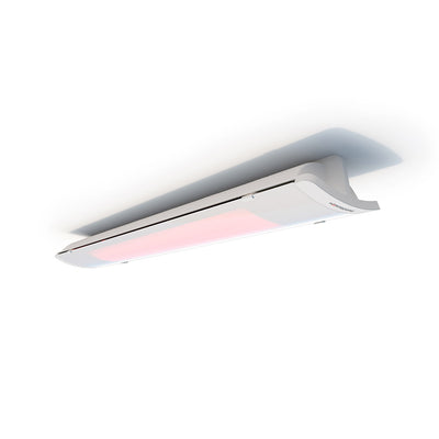 White 3000W 'Heatscope Pure+' outdoor electric radiant heater, great for bringing warmth to outdoor living areas, displayed on a plain white background, viewed from a front angle.