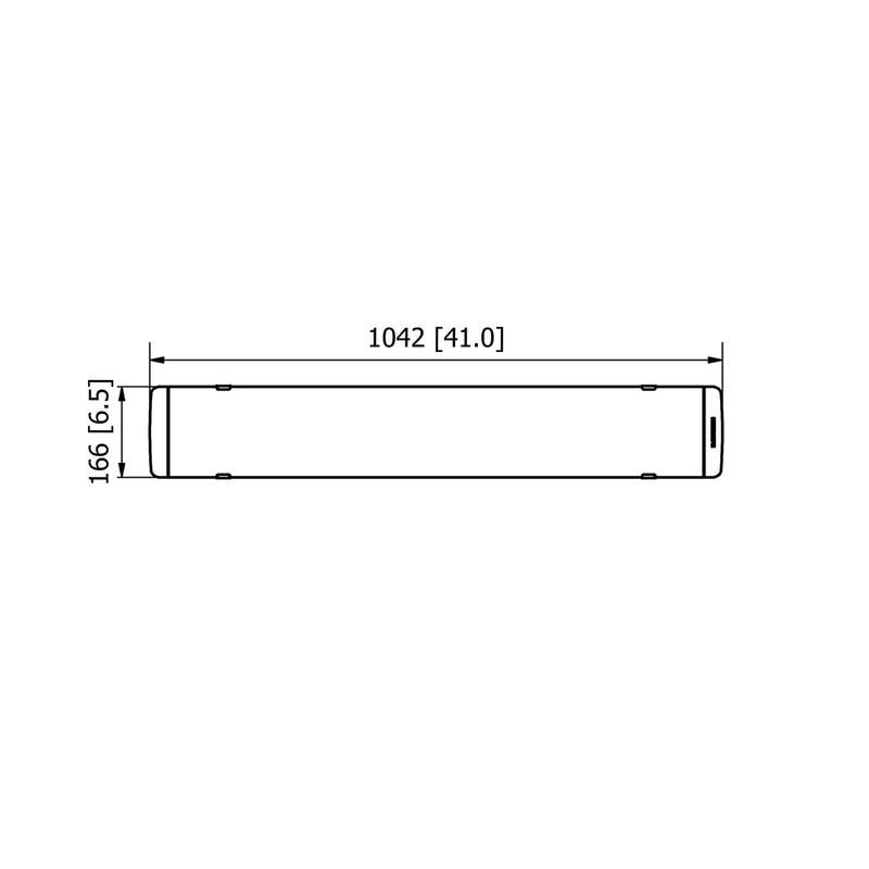Front view diagram showing the dimensions of a Heatscope Outdoor Pure+ 3000W heater, perfect for providing warmth in outdoor living areas.