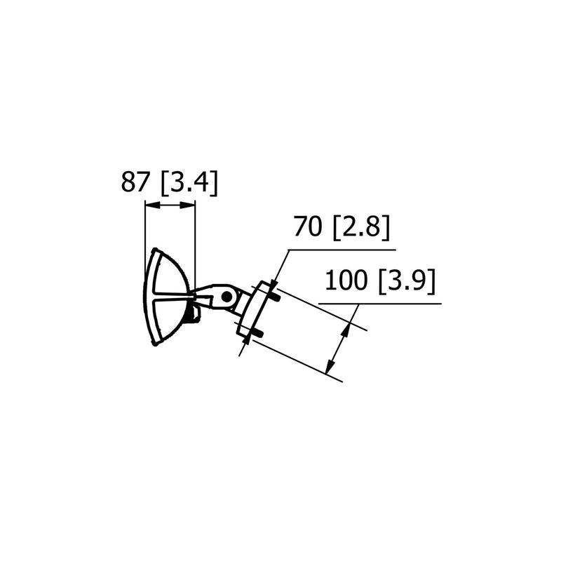 Side view diagram displaying the measurements of the Heatscope Outdoor Pure+ 3000W heater, designed for efficient heating in outdoor living spaces.