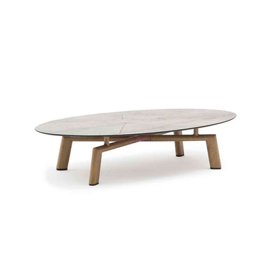 Regina Outdoor Aluminium Oval Coffee Table with High-pressure Laminate Top 137 cm