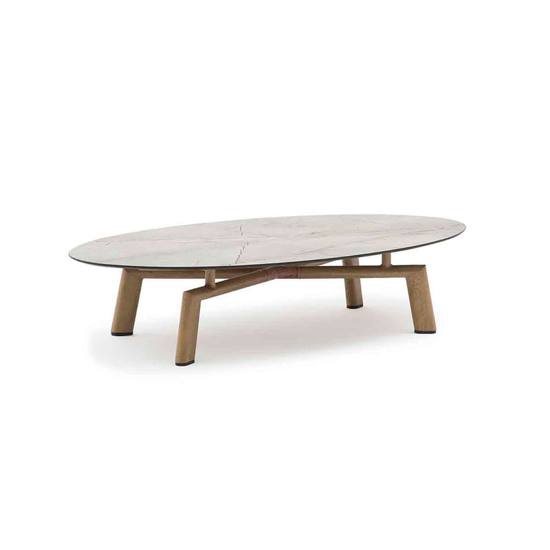 Regina Outdoor Aluminium Oval Coffee Table with High-pressure Laminate Top 137 cm