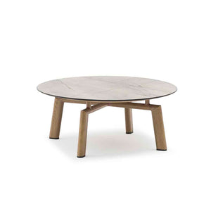 Regina Outdoor Aluminium Round Coffee Table with High-pressure Laminate Top 90 cm