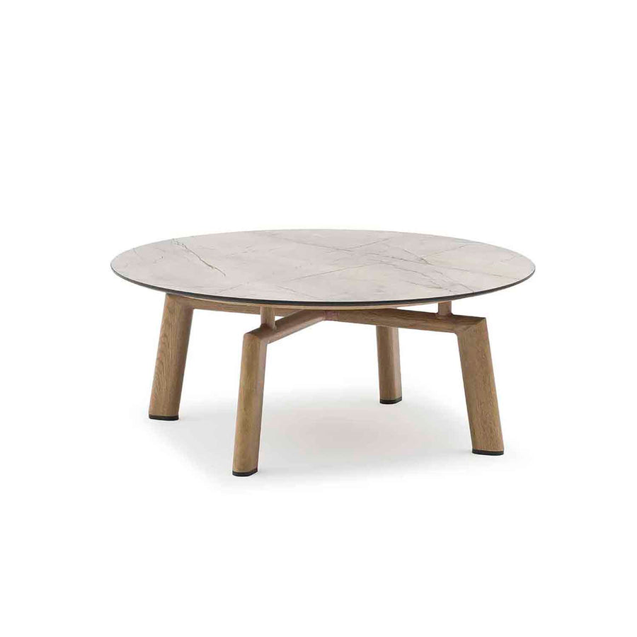 Regina Outdoor Aluminium Round Coffee Table with High-pressure Laminate Top 90 cm