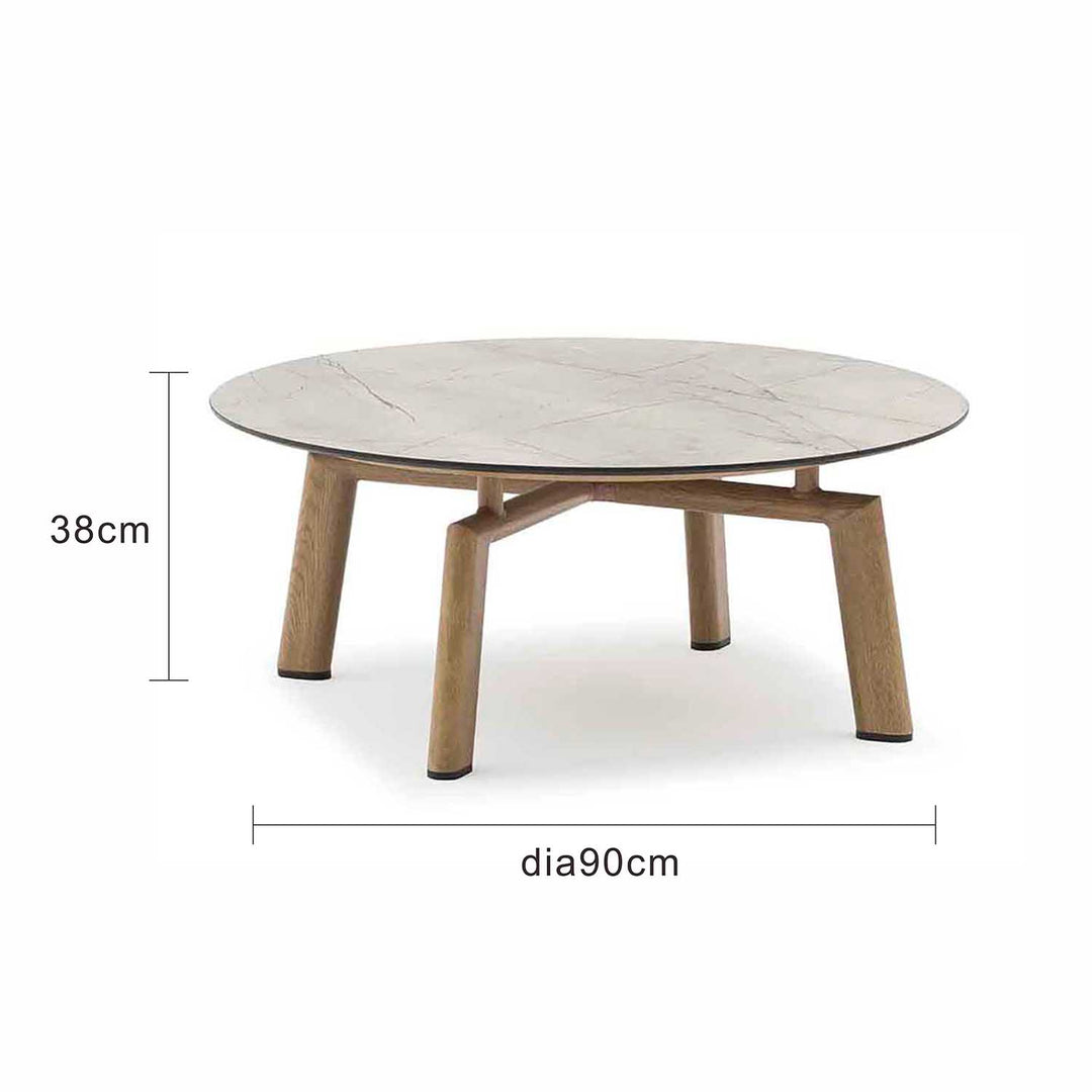 Regina Outdoor Aluminium Round Coffee Table with HPL Top 90 cm