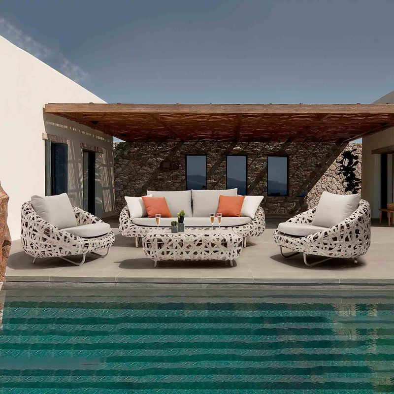 Rhodes 4 Seater Wicker Outdoor Lounge with Coffee Table