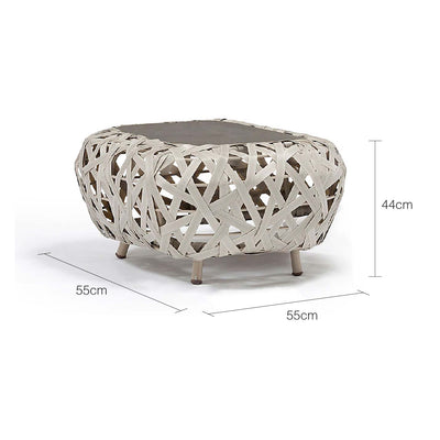 Rhodes Outdoor Wicker Square Coffee Table with Ceramic Glass Top 55 cm