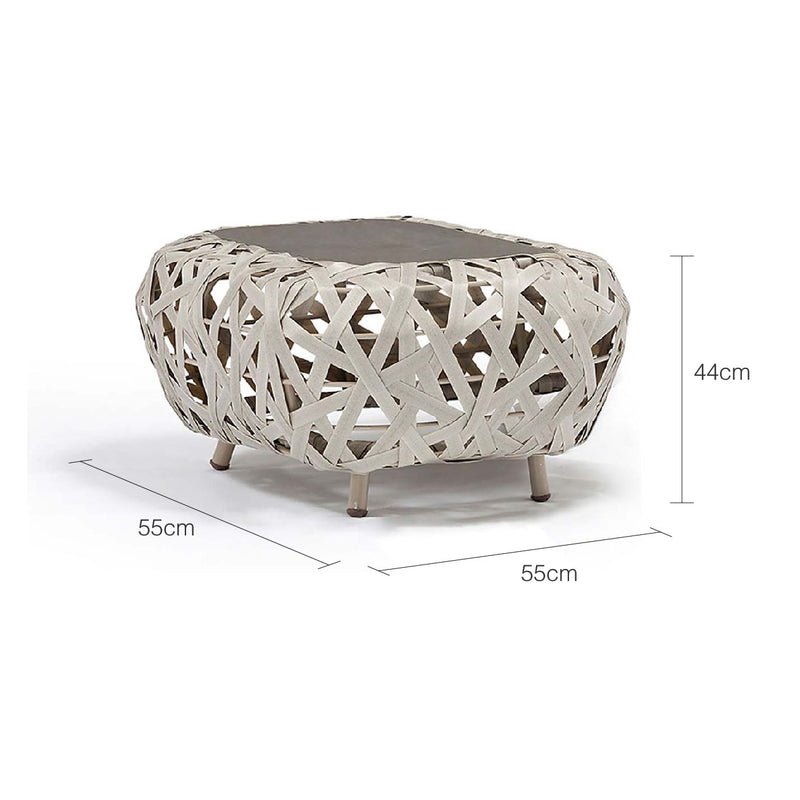 Rhodes Outdoor Wicker Square Coffee Table with Ceramic Glass Top 55 cm