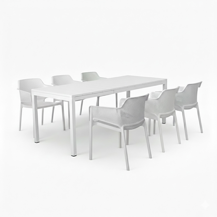 Nardi RIO 140/210 Table Net Chair Outdoor Dining Setting