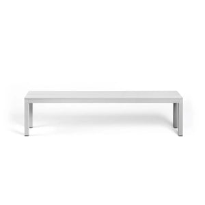 White 195.5 cm sleek aluminium Nardi 'Rio' outdoor bench, great for alfresco furniture setups, displayed on a plain white background, viewed from the front.