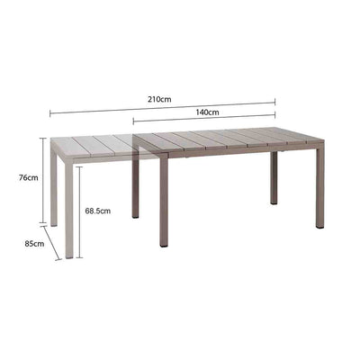 Nardi Rio Resin Extension Dining Table 140/210 cm