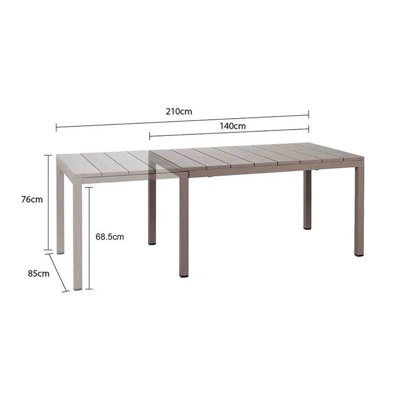 Nardi Rio Resin Extension Dining Table 140/210 cm