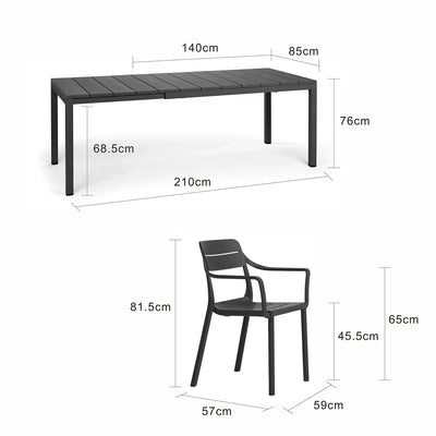 Nardi Rio 140 cm Resin Table Cassia Armchair Outdoor Dining Setting