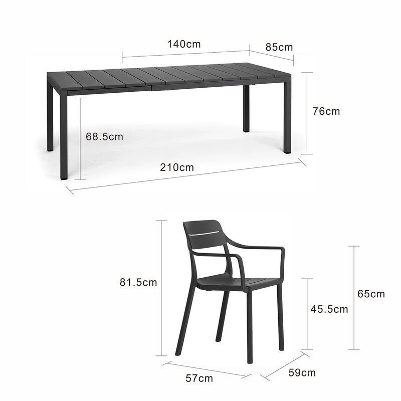 Nardi Rio 140 cm Resin Table Cassia Armchair Outdoor Dining Setting